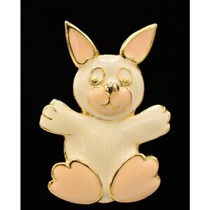 Steinmetz Vintage Bunny Pin Brooch Easter Rabbit Gold Signed SFJ NOS 1980s BinA5